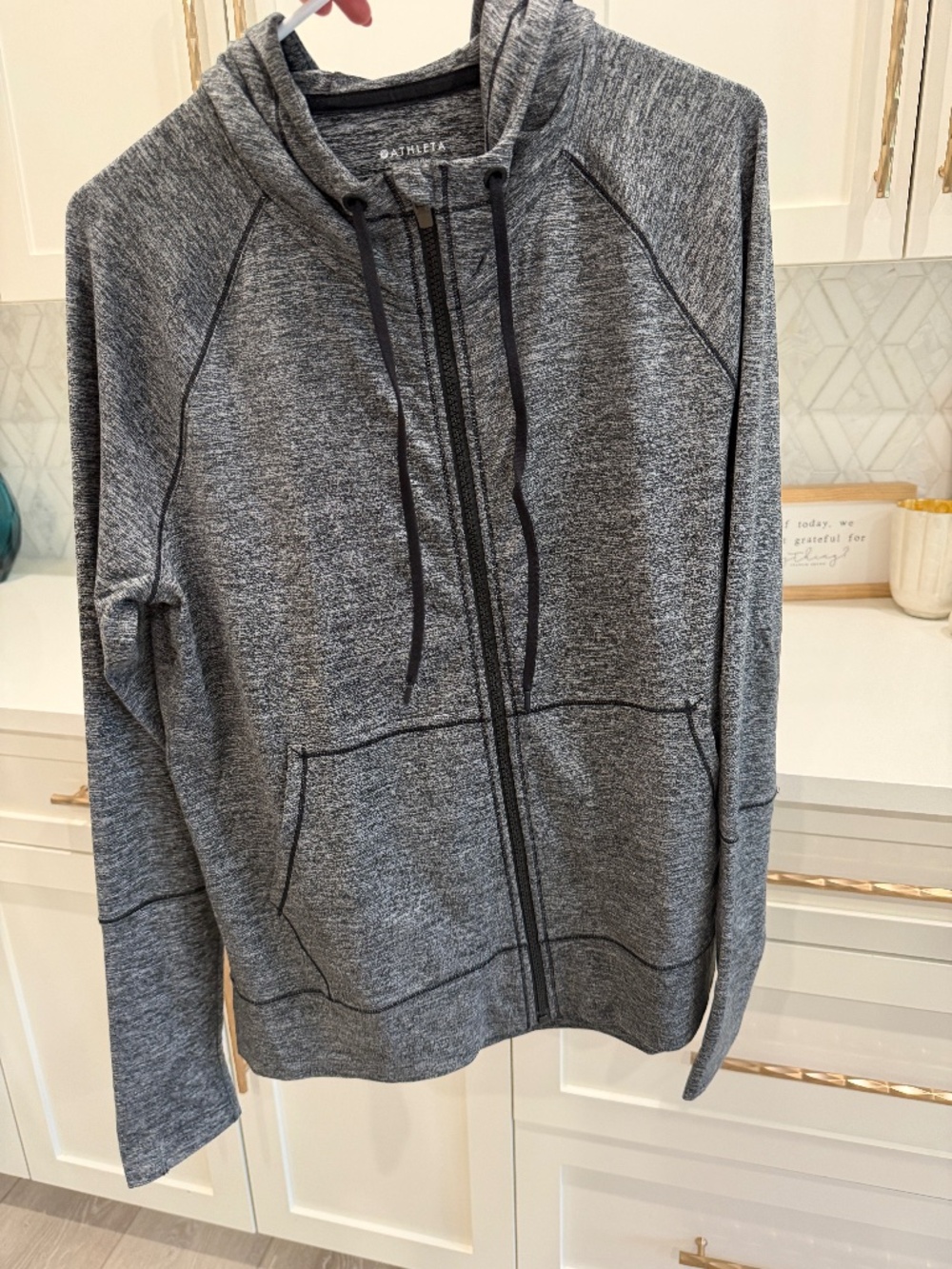 Athleta Full zip hoodie, Women's L, Black/white